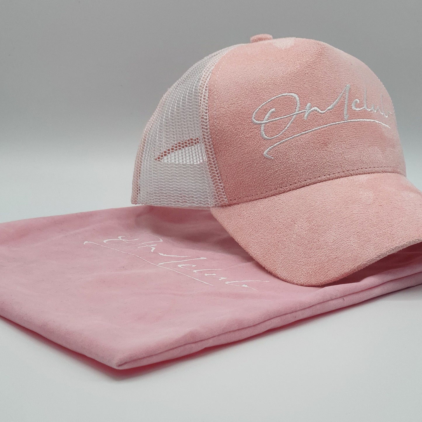Pink Suede Trucker Cap