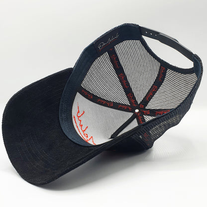 Red Signature Black Suede Trucker Cap