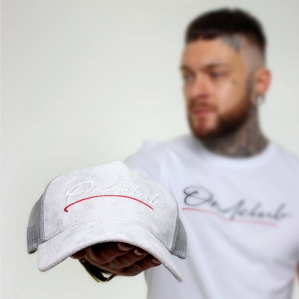 Original Signature Grey Suede Trucker Cap