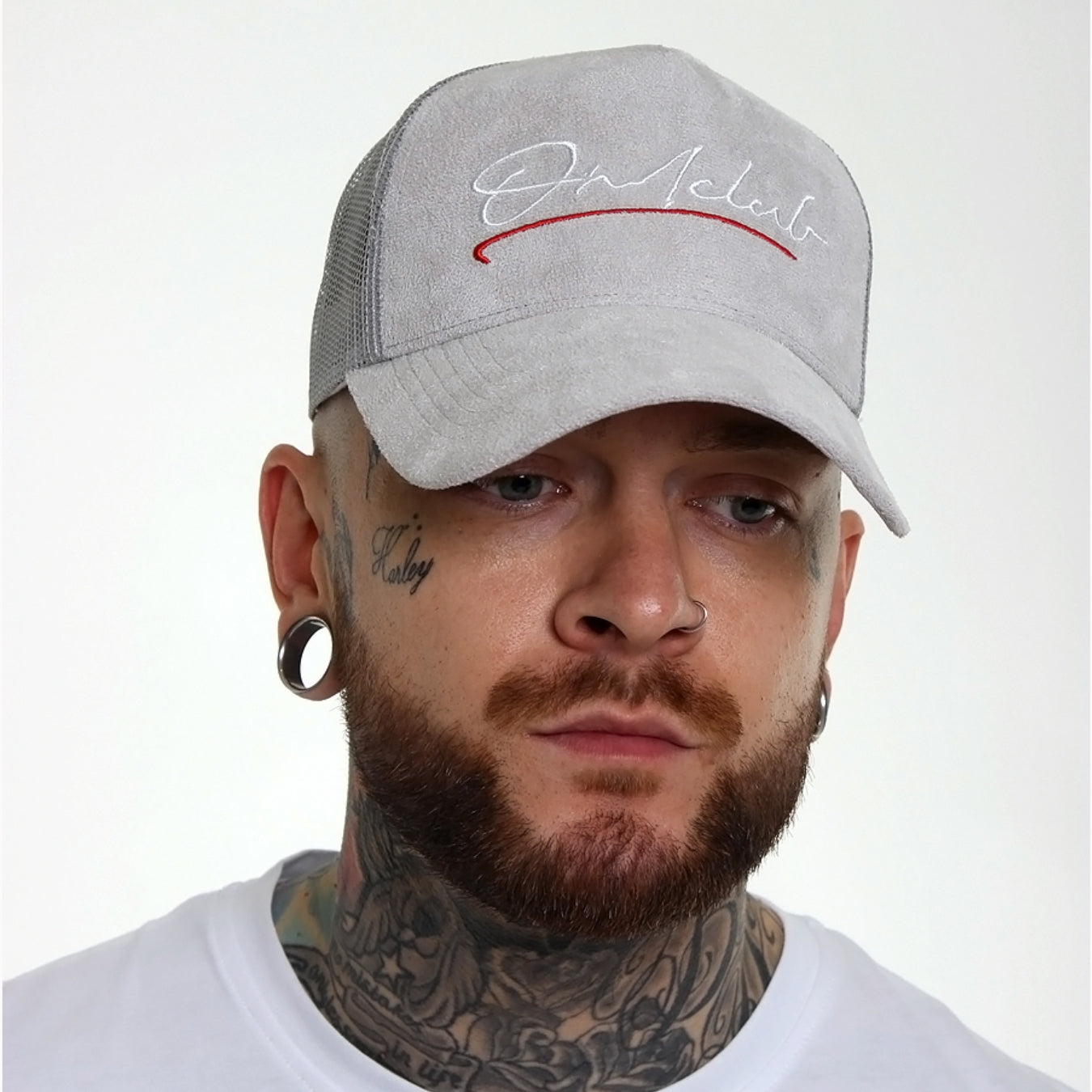 Original Signature Grey Suede Trucker Cap