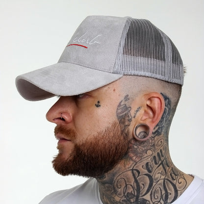 Original Signature Grey Suede Trucker Cap