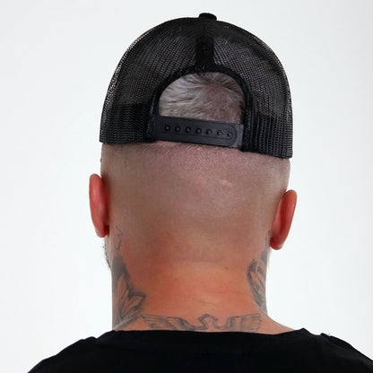 Red Signature Black Suede Trucker Cap