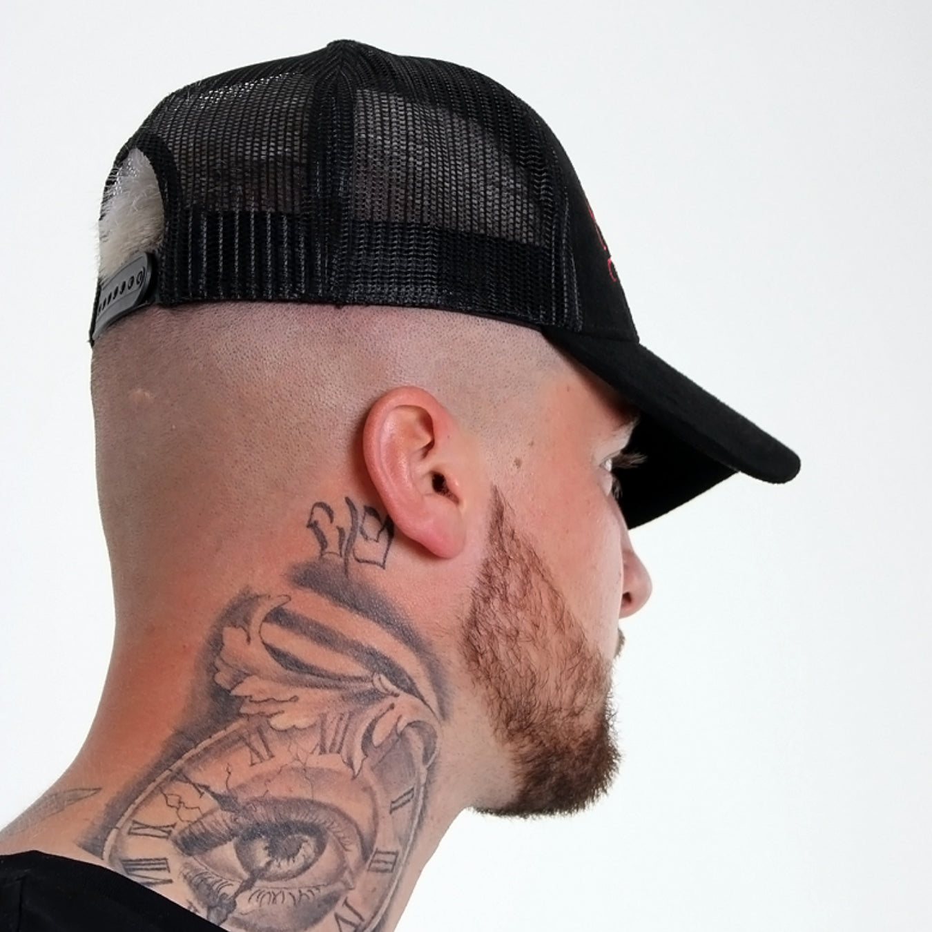 Red Signature Black Suede Trucker Cap