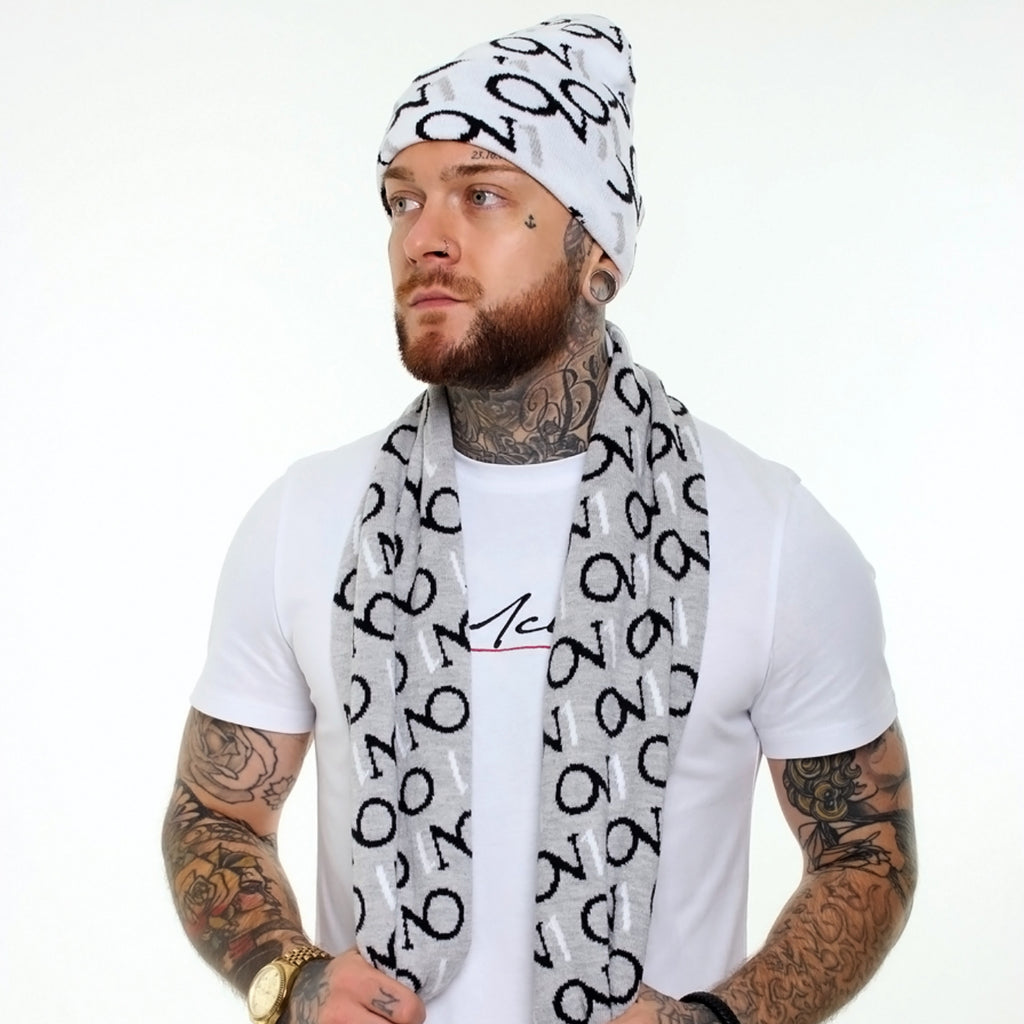 ON1 Beanie And Scarf - Grey|White