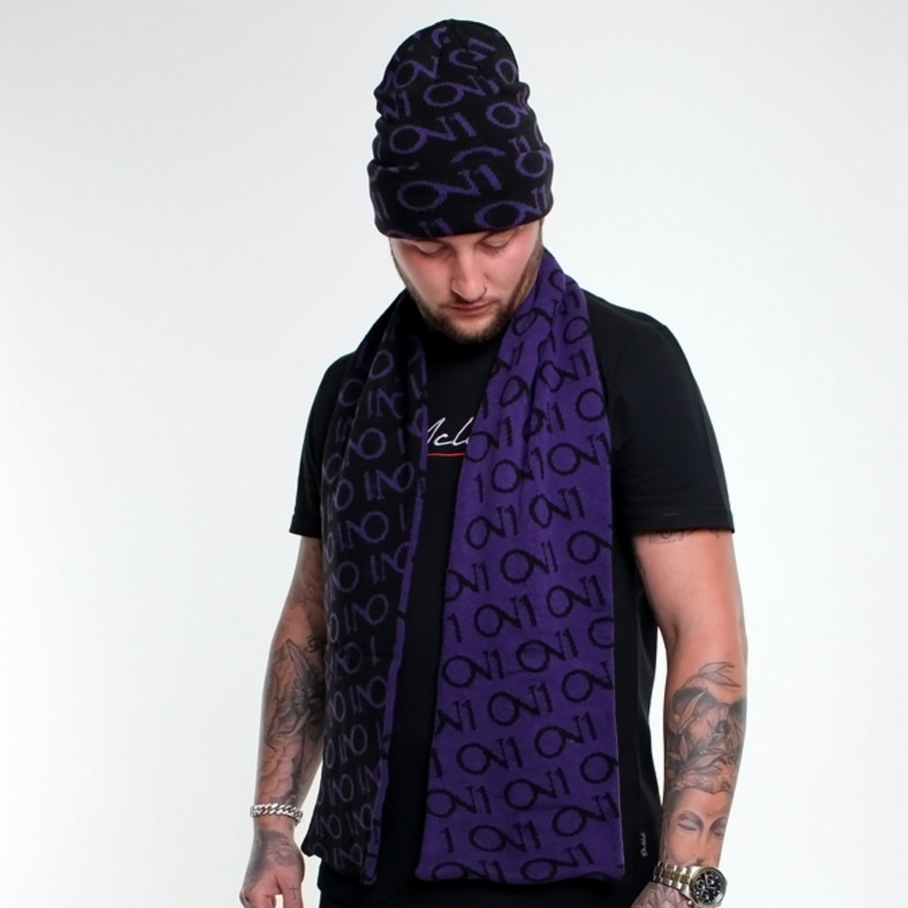 ON1 Beanie And Scarf - Purple|Black