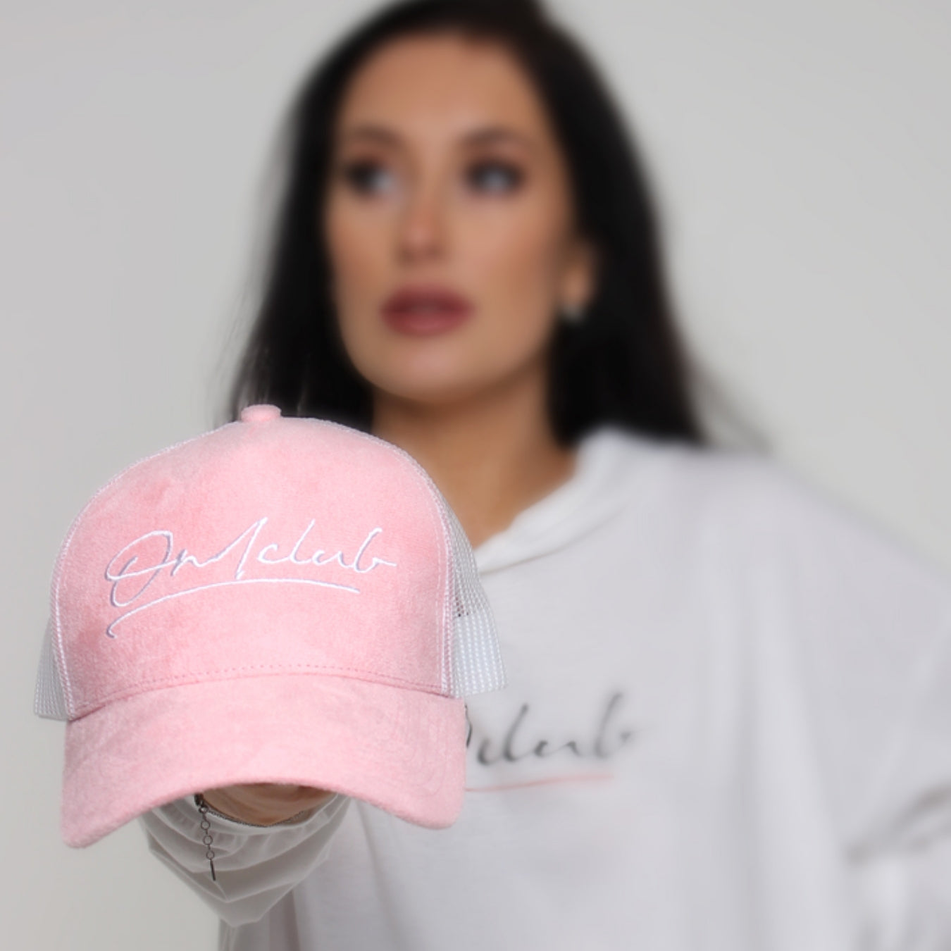 Pink Suede Trucker Cap
