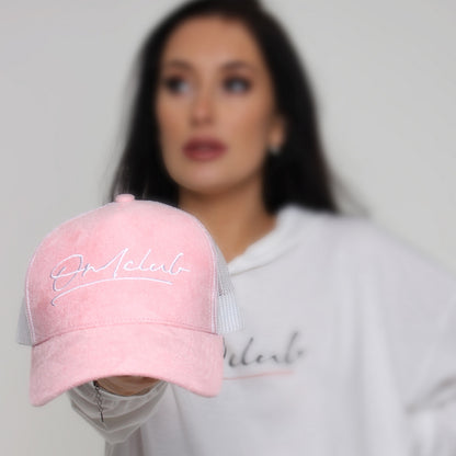 Pink Suede Trucker Cap
