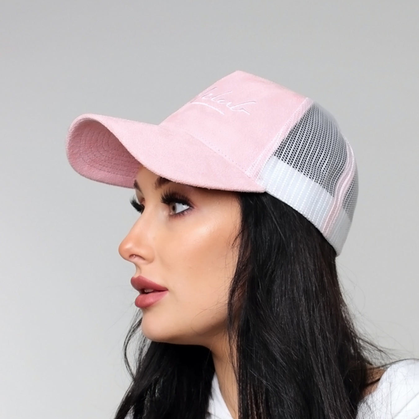 Pink Suede Trucker Cap